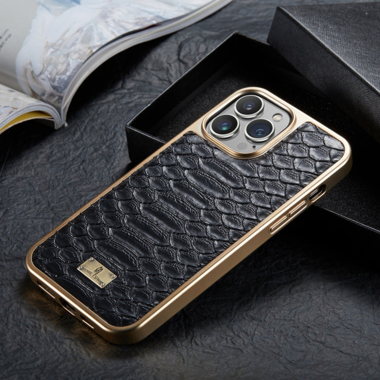 Fierre Shann Python Texture Electroplating PU Phone Case, For iPhone 14 Plus, For iPhone 14, For iPhone 14 Pro, For iPhone 14 Pro Max