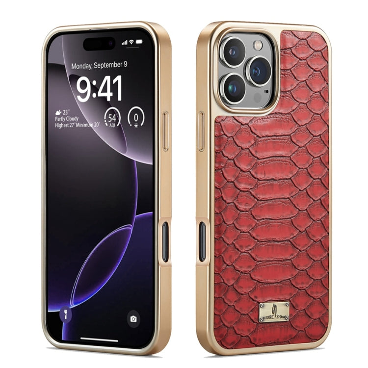 Fierre Shann Python Texture Electroplating PU Phone Case, For iPhone 16 Pro Max, For iPhone 16 Pro, For iPhone 16 Plus, For iPhone 16, For iPhone 15 Pro Max, For iPhone 15 Pro, For iPhone 15 Plus, For iPhone 15