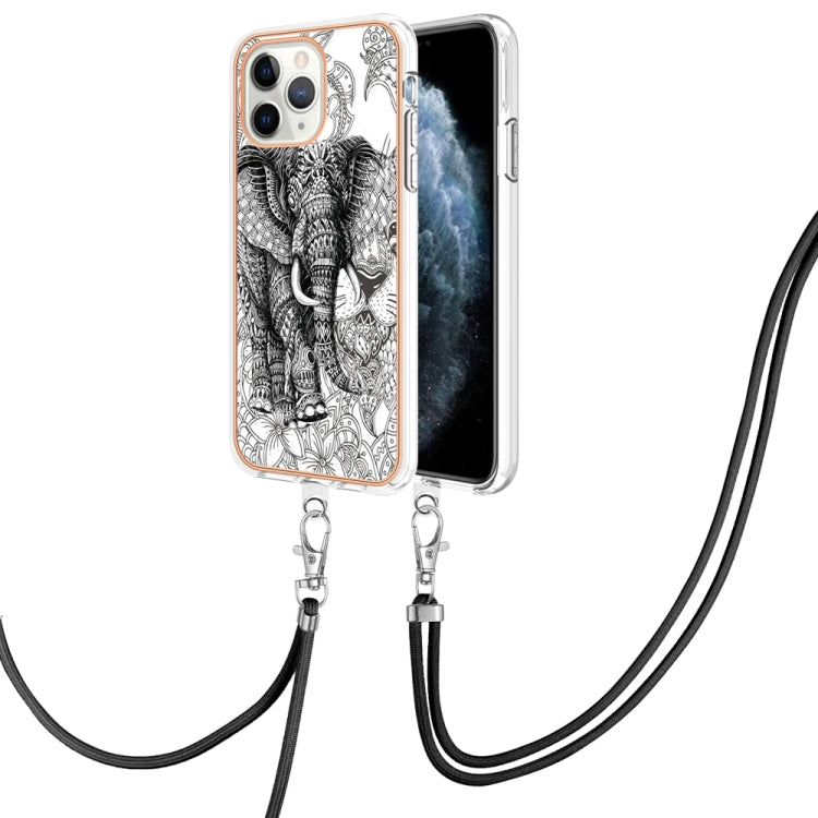 Electroplating Dual-side IMD Phone Case with Lanyard, For iPhone 12 / 12 Pro, For iPhone 12 Pro Max, For iPhone 11 Pro Max, For iPhone 11