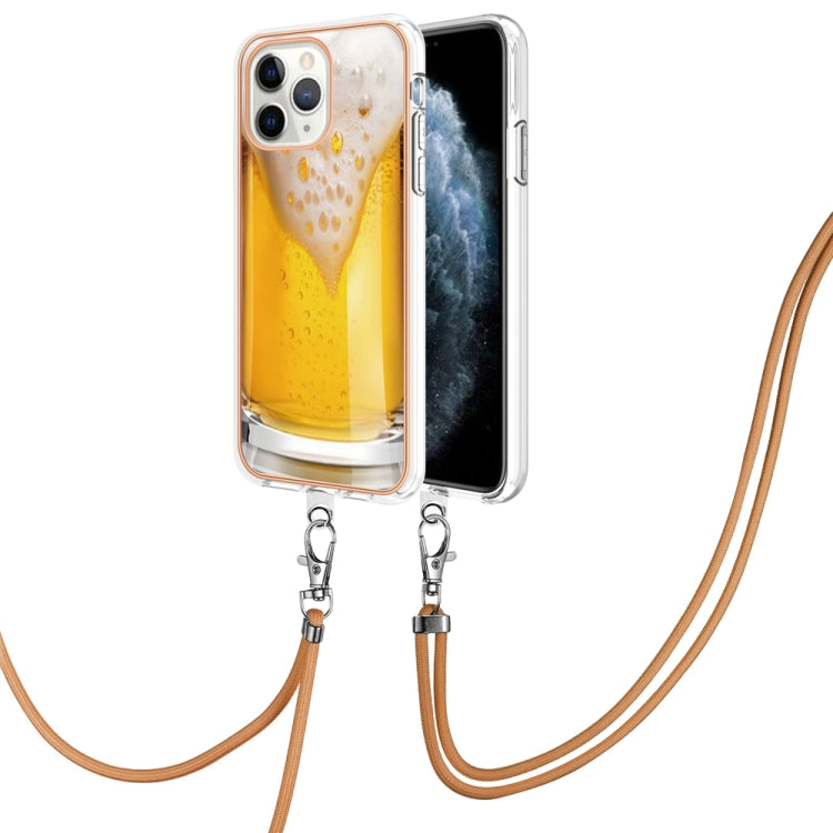 Electroplating Dual-side IMD Phone Case with Lanyard, For iPhone 12 / 12 Pro, For iPhone 12 Pro Max, For iPhone 11 Pro Max, For iPhone 11