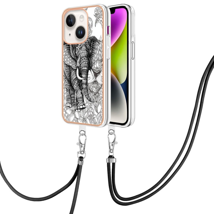 Electroplating Dual-side IMD Phone Case with Lanyard, For iPhone 14 Plus, For iPhone 14, For iPhone 14 Pro, For iPhone 14 Pro Max