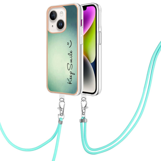 Electroplating Dual-side IMD Phone Case with Lanyard, For iPhone 14 Plus, For iPhone 14, For iPhone 14 Pro, For iPhone 14 Pro Max