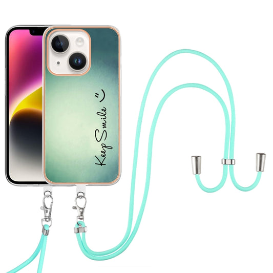 Electroplating Dual-side IMD Phone Case with Lanyard, For iPhone 14 Plus, For iPhone 14, For iPhone 14 Pro, For iPhone 14 Pro Max