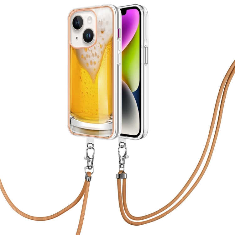 Electroplating Dual-side IMD Phone Case with Lanyard, For iPhone 14 Plus, For iPhone 14, For iPhone 14 Pro, For iPhone 14 Pro Max