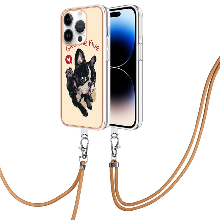 Electroplating Dual-side IMD Phone Case with Lanyard, For iPhone 15 Pro Max, For iPhone 15 Pro, For iPhone 15 Plus, For iPhone 15