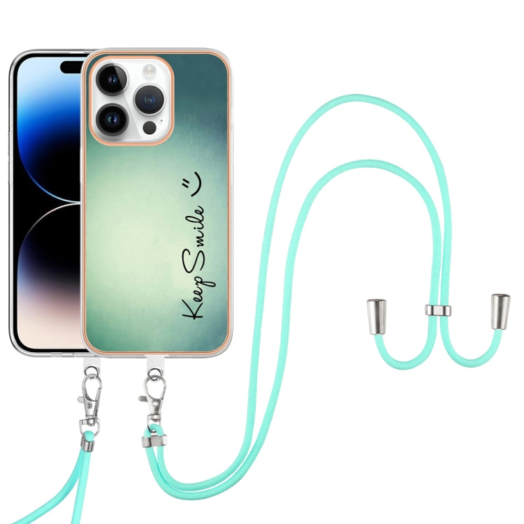 Electroplating Dual-side IMD Phone Case with Lanyard, For iPhone 15 Pro Max, For iPhone 15 Pro, For iPhone 15 Plus, For iPhone 15