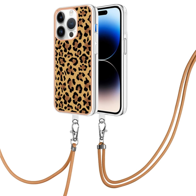 Electroplating Dual-side IMD Phone Case with Lanyard, For iPhone 15 Pro Max, For iPhone 15 Pro, For iPhone 15 Plus, For iPhone 15