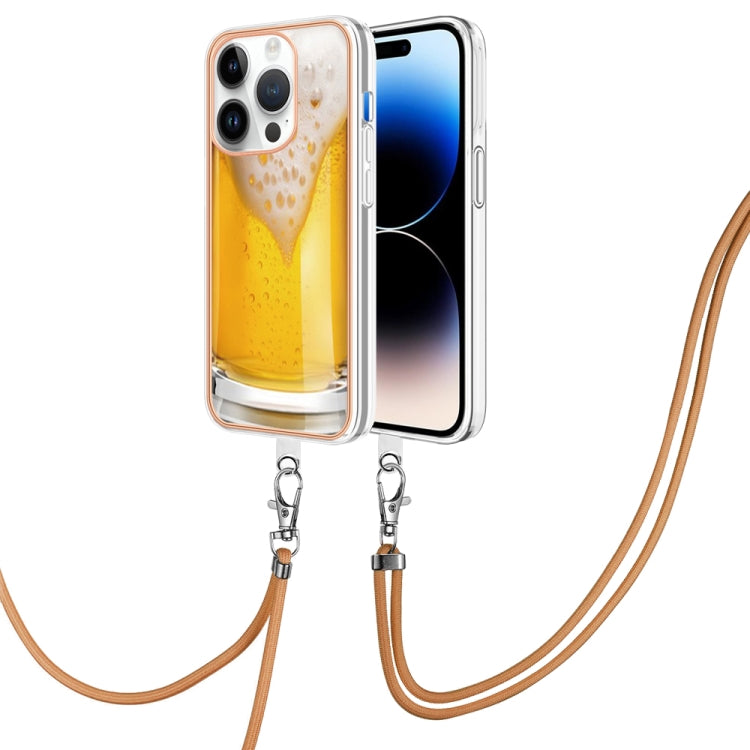 Electroplating Dual-side IMD Phone Case with Lanyard, For iPhone 14 Plus, For iPhone 14, For iPhone 14 Pro, For iPhone 14 Pro Max