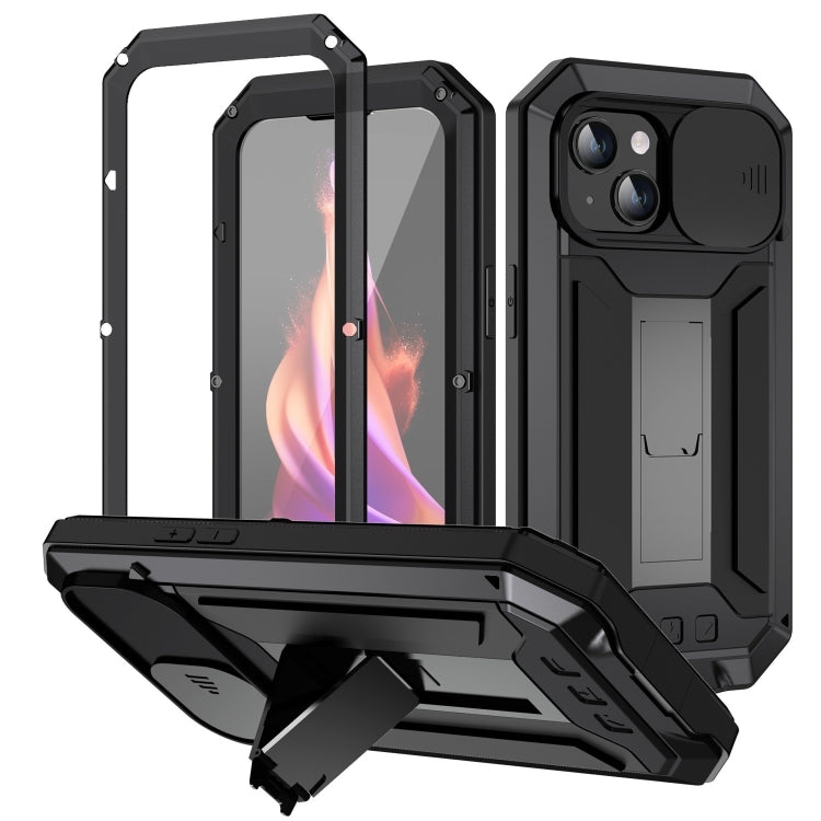 R-JUST Sliding Camera IP54 Life Waterproof Holder Phone Case, For iPhone 16e, For iPhone 16 Pro Max, For iPhone 16 Pro, For iPhone 16 Plus, For iPhone 16, For iPhone 15 Pro Max, For iPhone 15 Pro, For iPhone 15 Plus