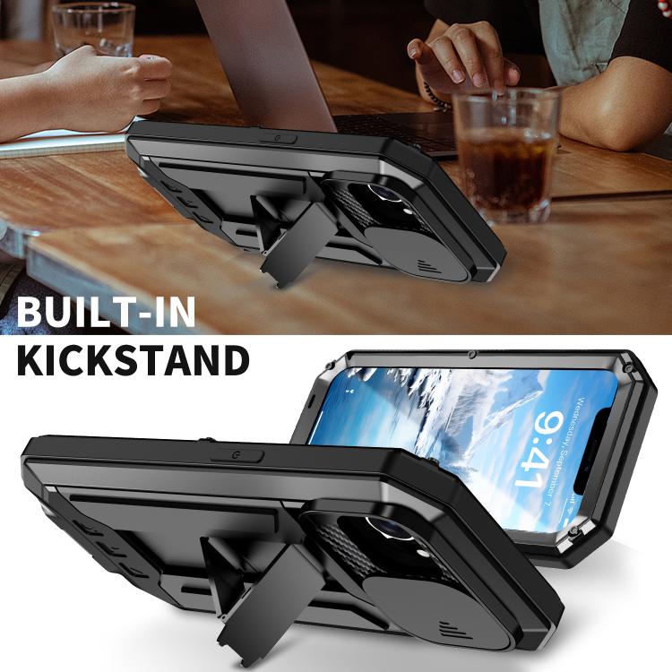 R-JUST Sliding Camera IP54 Life Waterproof Holder Phone Case, For iPhone 16e, For iPhone 16 Pro Max, For iPhone 16 Pro, For iPhone 16 Plus, For iPhone 16, For iPhone 15 Pro Max, For iPhone 15 Pro, For iPhone 15 Plus