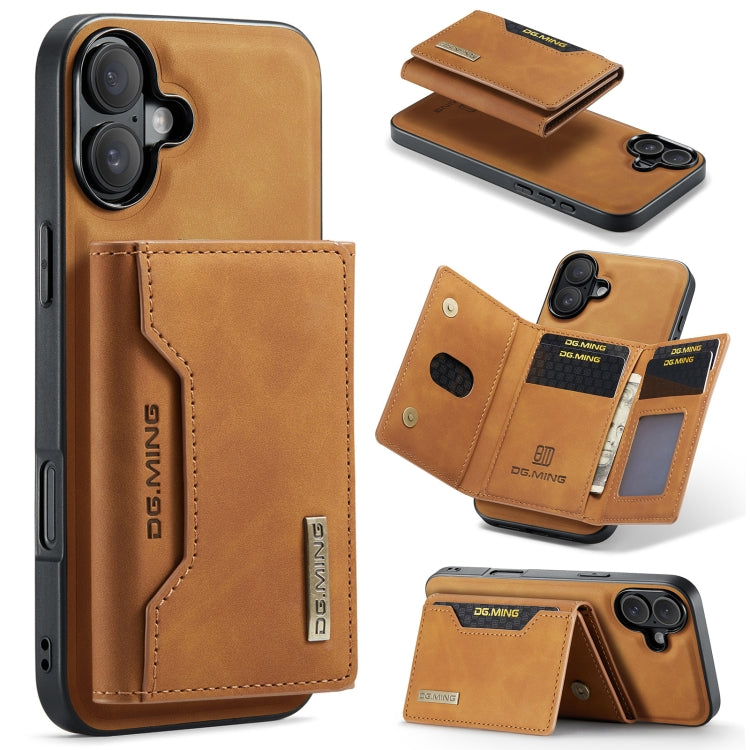 DG.MING M2 Series 3-Fold Card Bag Wallet Leather Phone Case, For iPhone 16 Pro Max, For iPhone 16 Pro, For iPhone 16 Plus, For iPhone 16, For iPhone 15 Pro Max, For iPhone 15 Pro