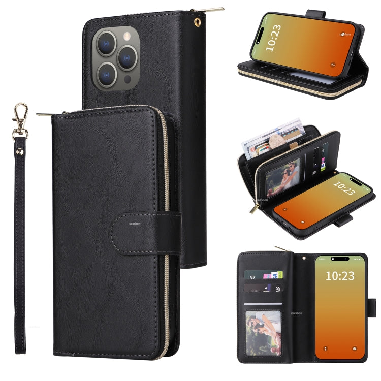 9 Card Slots Zipper Wallet Bag Leather Phone Case, For iPhone 16e, For iPhone 16 Pro Max, For iPhone 16 Pro, For iPhone 16 Plus, For iPhone 16, For iPhone 15 Pro Max