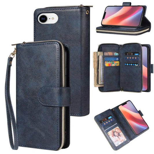 9 Card Slots Zipper Wallet Bag Leather Phone Case, For iPhone 16e, For iPhone 16 Pro Max, For iPhone 16 Pro, For iPhone 16 Plus, For iPhone 16, For iPhone 15 Pro Max