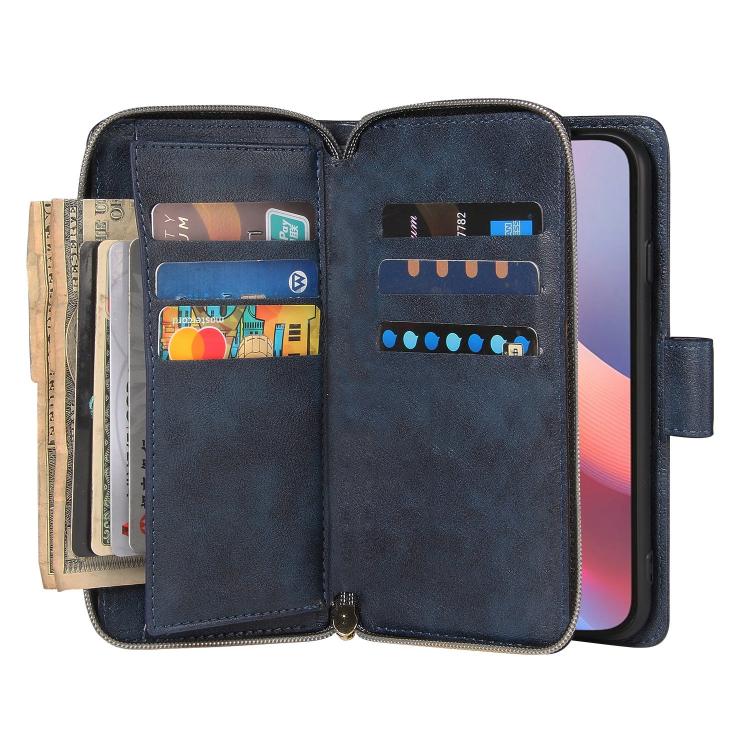 9 Card Slots Zipper Wallet Bag Leather Phone Case, For iPhone 16e, For iPhone 16 Pro Max, For iPhone 16 Pro, For iPhone 16 Plus, For iPhone 16, For iPhone 15 Pro Max