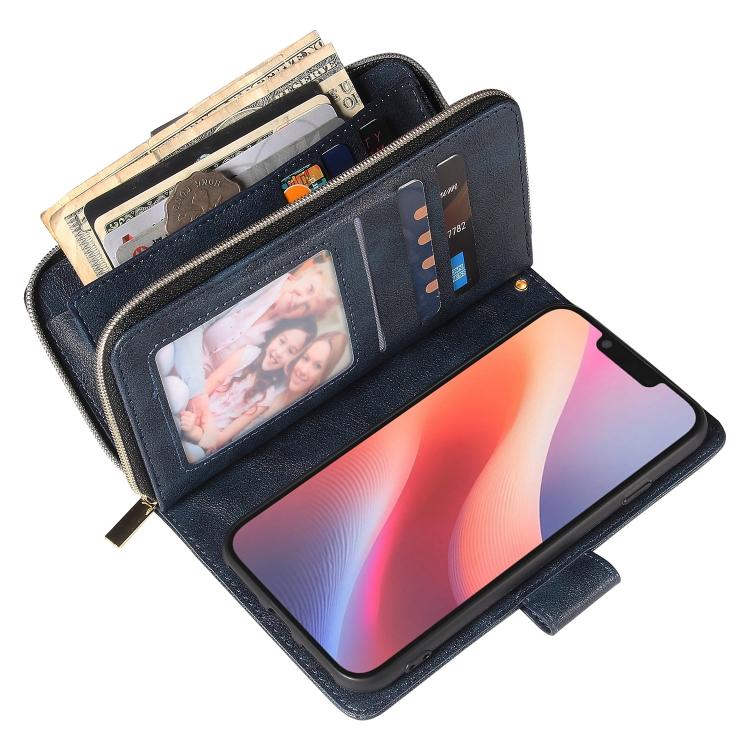 9 Card Slots Zipper Wallet Bag Leather Phone Case, For iPhone 16e, For iPhone 16 Pro Max, For iPhone 16 Pro, For iPhone 16 Plus, For iPhone 16, For iPhone 15 Pro Max