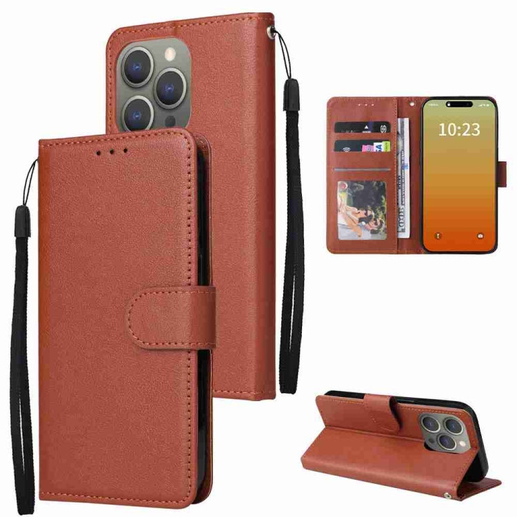 Multifunctional Horizontal Flip Leather Phone Case with Three Card Slots, For iPhone 16e, For iPhone 16 Pro Max, For iPhone 16 Pro, For iPhone 16 Plus, For iPhone 16, For iPhone 15 Pro Max