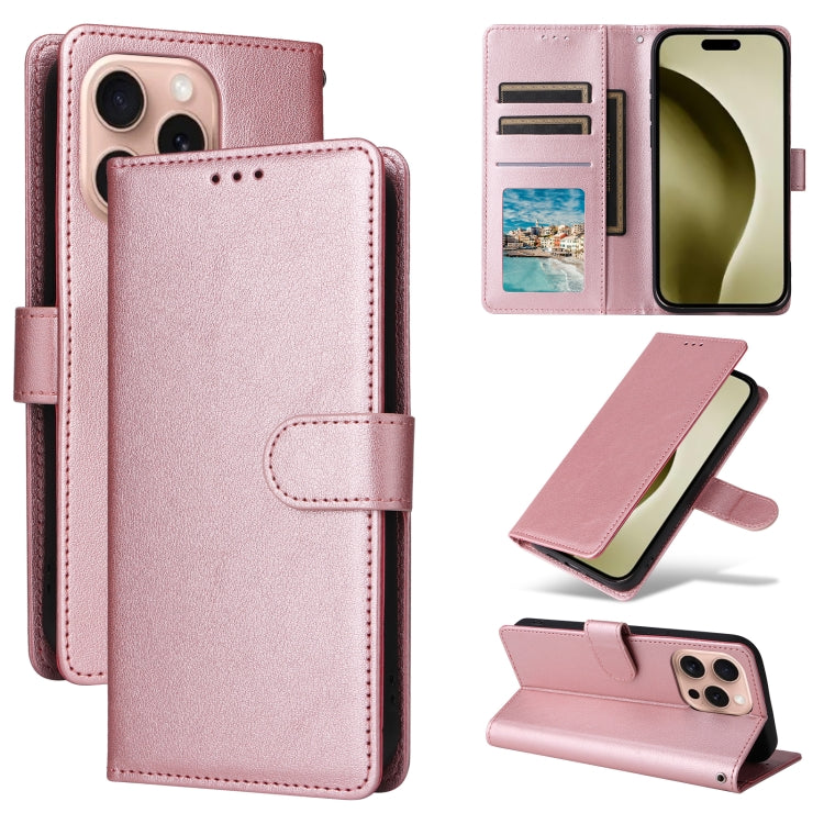 Multifunctional Horizontal Flip Leather Phone Case with Three Card Slots, For iPhone 16e, For iPhone 16 Pro Max, For iPhone 16 Pro, For iPhone 16 Plus, For iPhone 16, For iPhone 15 Pro Max