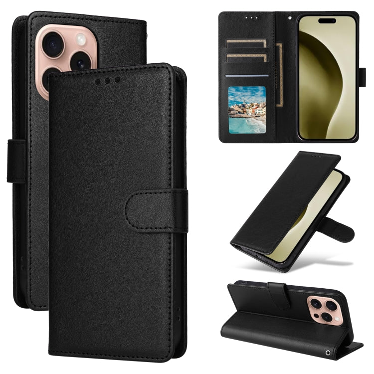 Multifunctional Horizontal Flip Leather Phone Case with Three Card Slots, For iPhone 16e, For iPhone 16 Pro Max, For iPhone 16 Pro, For iPhone 16 Plus, For iPhone 16, For iPhone 15 Pro Max