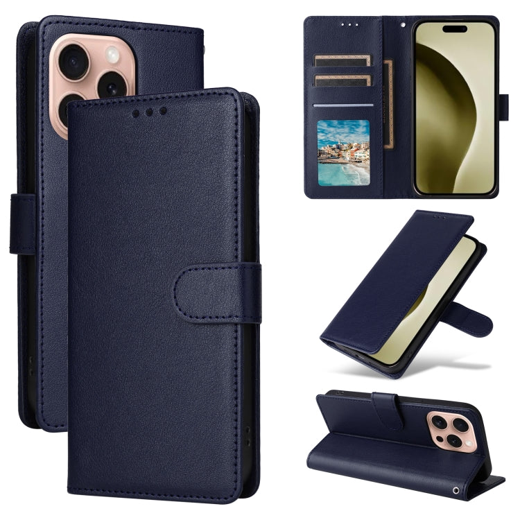 Multifunctional Horizontal Flip Leather Phone Case with Three Card Slots, For iPhone 16e, For iPhone 16 Pro Max, For iPhone 16 Pro, For iPhone 16 Plus, For iPhone 16, For iPhone 15 Pro Max