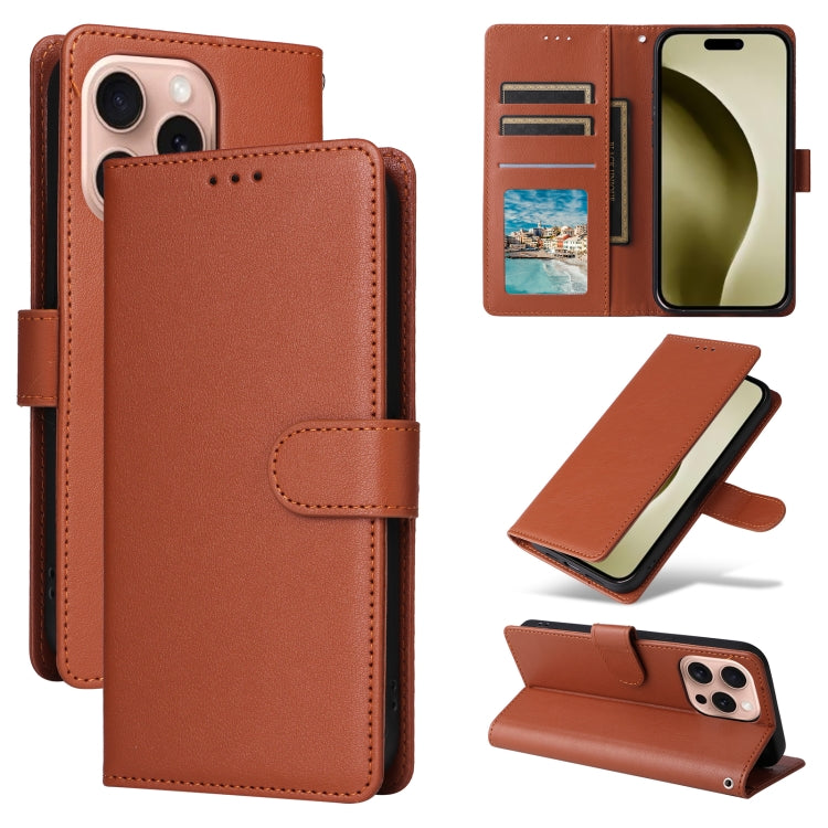 Multifunctional Horizontal Flip Leather Phone Case with Three Card Slots, For iPhone 16e, For iPhone 16 Pro Max, For iPhone 16 Pro, For iPhone 16 Plus, For iPhone 16, For iPhone 15 Pro Max