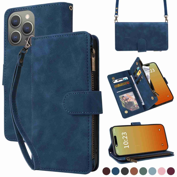 Crossbody Multi-card Slot Wallet Zipper Leather Phone Case, For iPhone 15 Pro Max, For iPhone 15 Pro, For iPhone 15 Plus, For iPhone 15