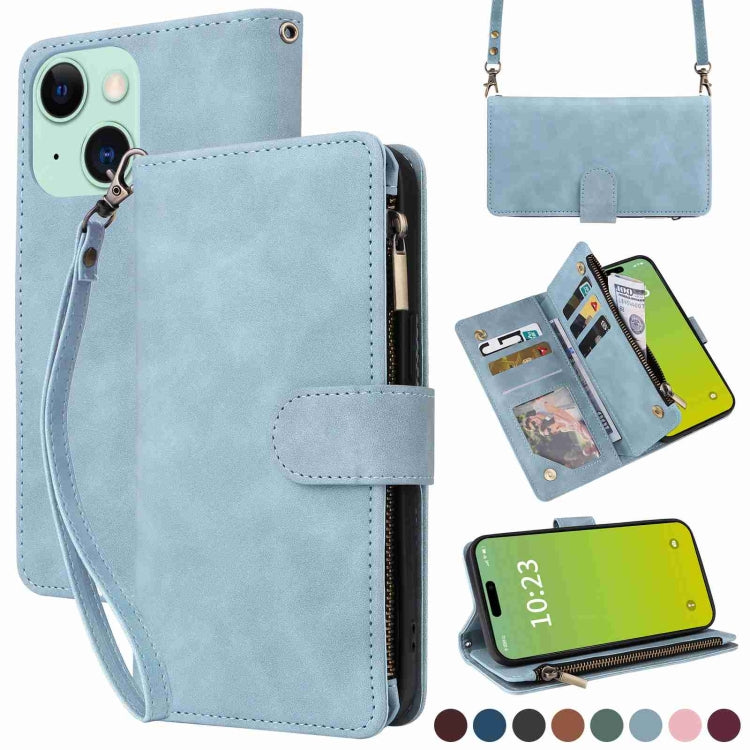 Crossbody Multi-card Slot Wallet Zipper Leather Phone Case, For iPhone 15 Pro Max, For iPhone 15 Pro, For iPhone 15 Plus, For iPhone 15