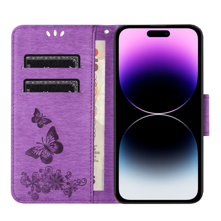 Butterfly Embossed Flip Leather Phone Case, For iPhone 15