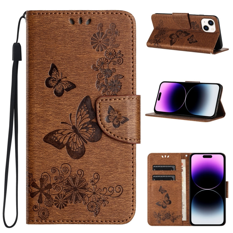 Butterfly Embossed Flip Leather Phone Case, For iPhone 15