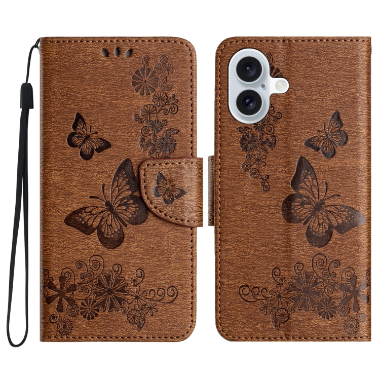 Butterfly Embossed Flip Leather Phone Case, For iPhone 16, For iPhone 15 Pro Max, For iPhone 15 Pro, For iPhone 15 Plus