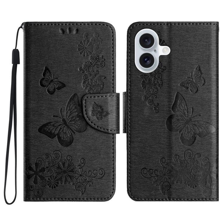 Butterfly Embossed Flip Leather Phone Case, For iPhone 16, For iPhone 15 Pro Max, For iPhone 15 Pro, For iPhone 15 Plus