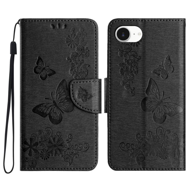 Butterfly Embossed Flip Leather Phone Case, For iPhone 16e, For iPhone 16 Pro Max, For iPhone 16 Pro, For iPhone 16 Plus