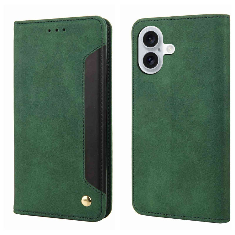 Skin Feel Splicing Leather Phone Case, For iPhone 16e, For iPhone 16 Pro Max, For iPhone 16 Pro, For iPhone 16 Plus, For iPhone 16