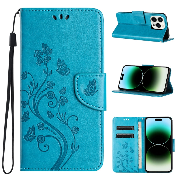 Butterfly Flower Pattern Flip Leather Phone Case, For iPhone 16, For iPhone 15 Pro Max, For iPhone 15 Pro, For iPhone 15 Plus