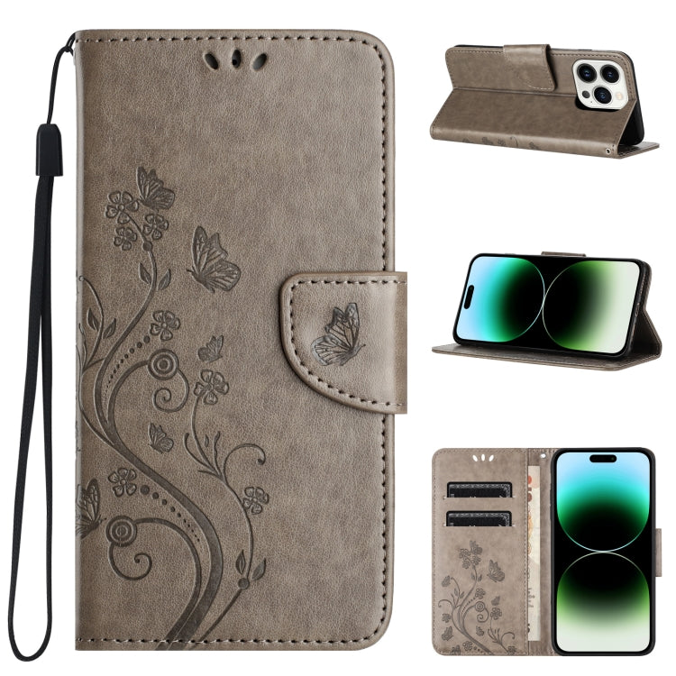 Butterfly Flower Pattern Flip Leather Phone Case, For iPhone 16, For iPhone 15 Pro Max, For iPhone 15 Pro, For iPhone 15 Plus