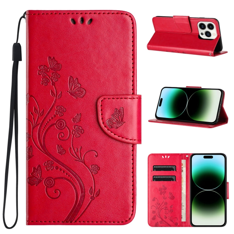 Butterfly Flower Pattern Flip Leather Phone Case, For iPhone 16, For iPhone 15 Pro Max, For iPhone 15 Pro, For iPhone 15 Plus