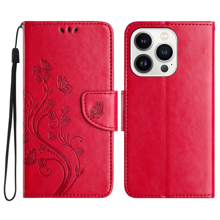 Butterfly Flower Pattern Flip Leather Phone Case, For iPhone 16e, For iPhone 16 Pro Max, For iPhone 16 Pro, For iPhone 16 Plus