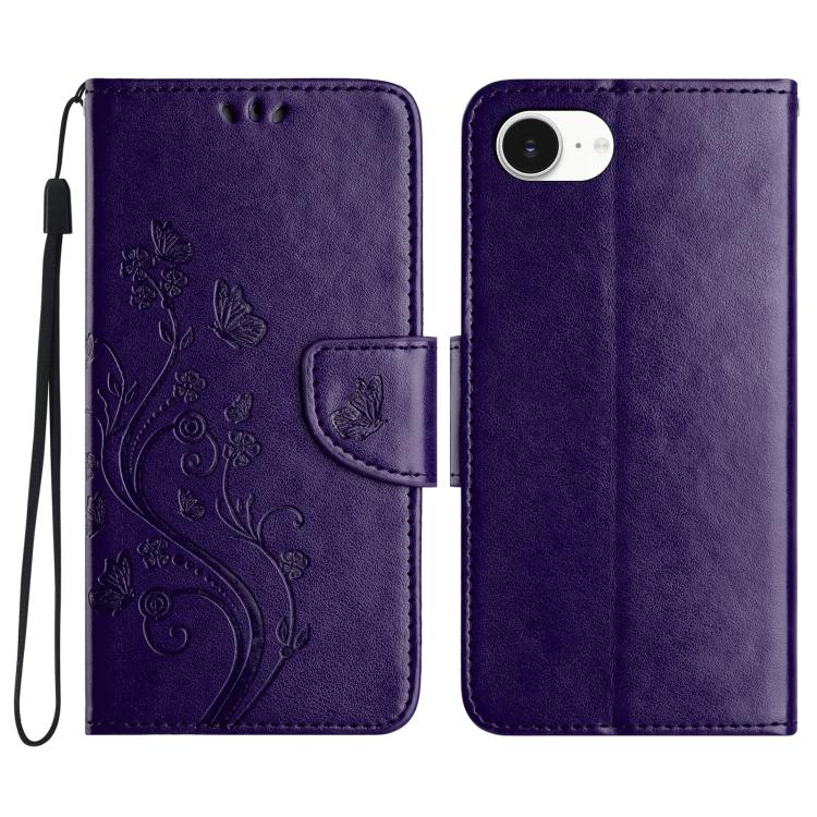 Butterfly Flower Pattern Flip Leather Phone Case, For iPhone 16e, For iPhone 16 Pro Max, For iPhone 16 Pro, For iPhone 16 Plus