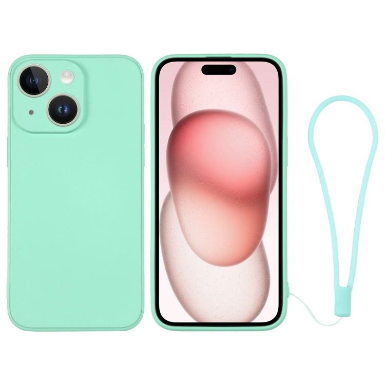 Silicone Phone Case with Wrist Strap, For iPhone 15 Plus, For iPhone 15