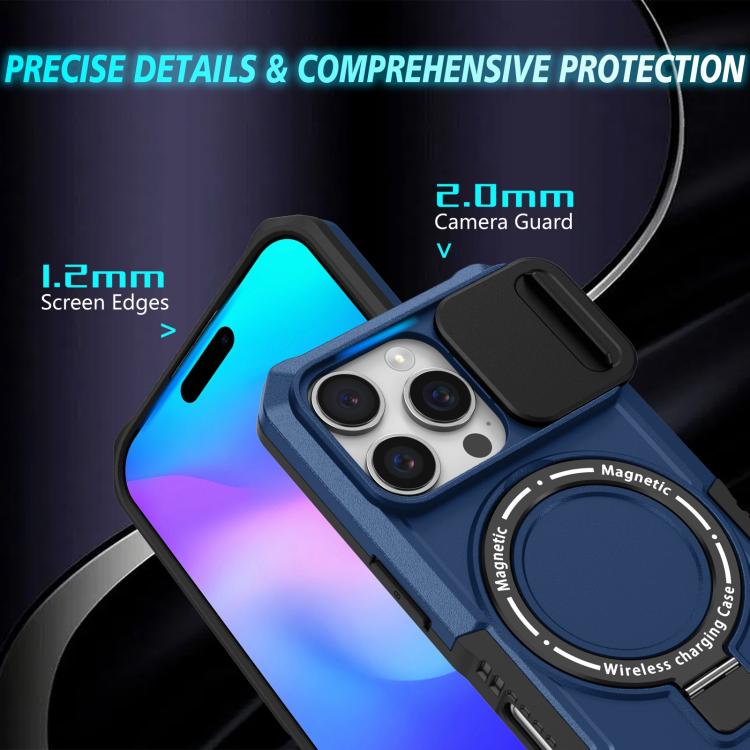 Sliding Camshield MagSafe Holder TPU Hybrid PC Phone Case, For iPhone 16 Pro Max, For iPhone 16 Pro, For iPhone 16 Plus