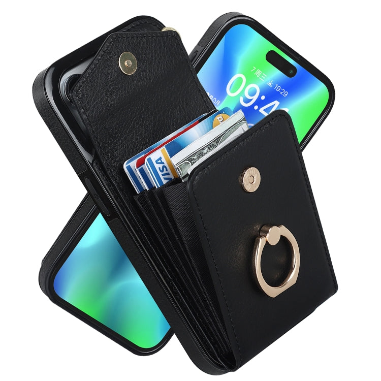 Ring Holder RFID Card Slot Phone Case, For iPhone 15 Plus, For iPhone 15