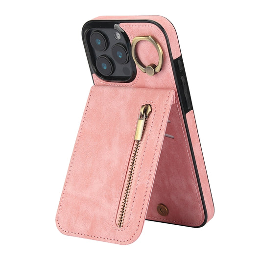 Retro Ring and Zipper RFID Card Slot Phone Case, For iPhone 16 Pro Max, For iPhone 16 Pro, For iPhone 16 Plus, For iPhone 16, For iPhone 15 Pro Max