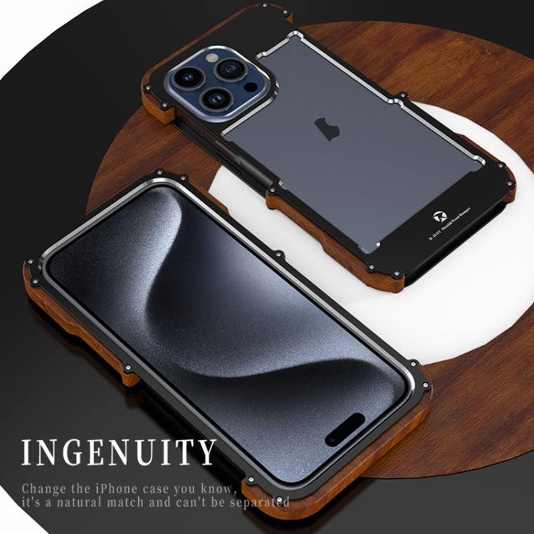 R-JUST Ironwood Generation Metal Hybrid Wood Phone Case, For iPhone 16 Pro Max, For iPhone 16 Pro, For iPhone 16 Plus, For iPhone 16, For iPhone 15 Pro Max, For iPhone 15 Pro, For iPhone 15 Plus, For iPhone 15