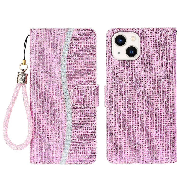 Glitter Powder Filp Leather Phone Case, For iPhone 15 Plus, For iPhone 15