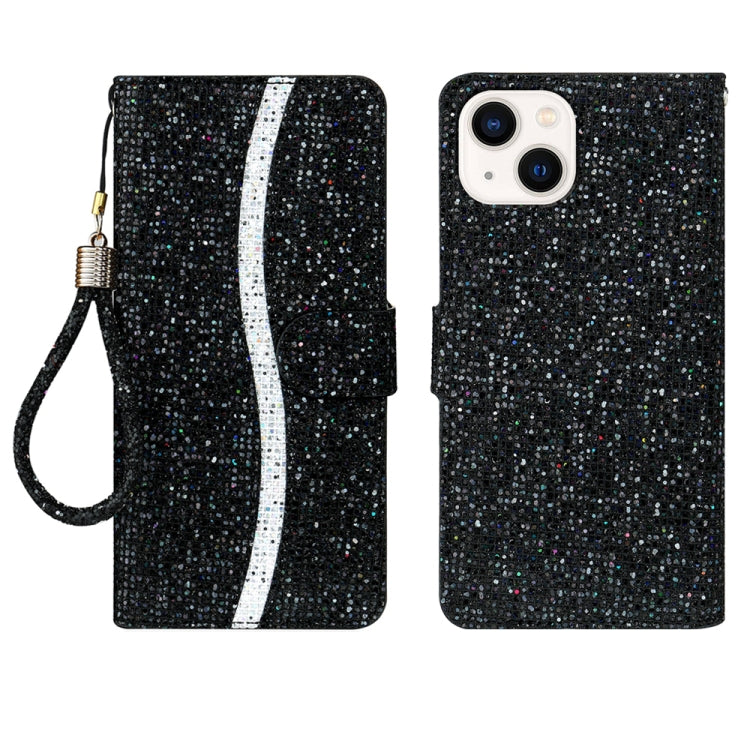 Glitter Powder Filp Leather Phone Case, For iPhone 15 Plus, For iPhone 15