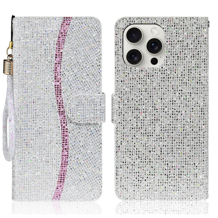 Glitter Powder Filp Leather Phone Case, For iPhone 16 Pro Max, For iPhone 16 Pro, For iPhone 16 Plus, For iPhone 16, For iPhone 15 Pro Max, For iPhone 15 Pro