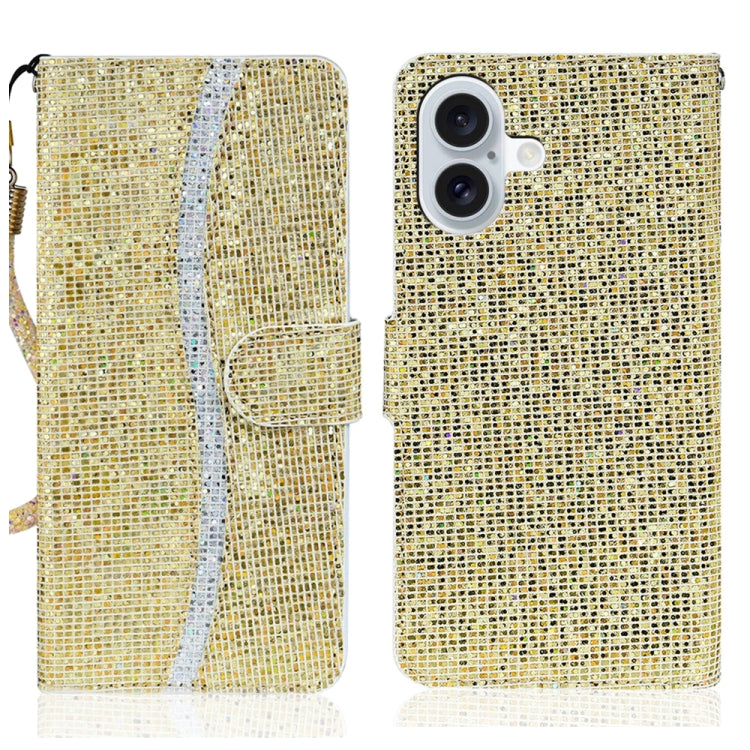 Glitter Powder Filp Leather Phone Case, For iPhone 16 Pro Max, For iPhone 16 Pro, For iPhone 16 Plus, For iPhone 16, For iPhone 15 Pro Max, For iPhone 15 Pro