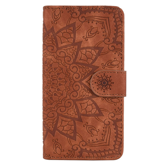 Mandala Embossed Dual-Fold Calf Leather Phone Case, For iPhone 15 Pro, For iPhone 15 Plus, For iPhone 15