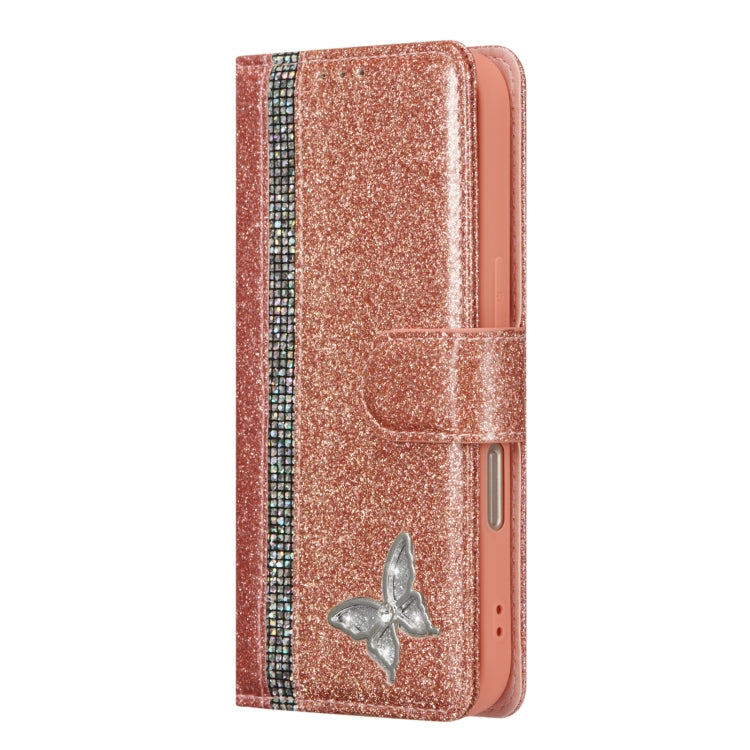 Glitter Powder Butterfly Leather Phone Case, For iPhone 16 Pro Max, For iPhone 16 Pro, For iPhone 16 Plus, For iPhone 16, For iPhone 15 Plus, For iPhone 15