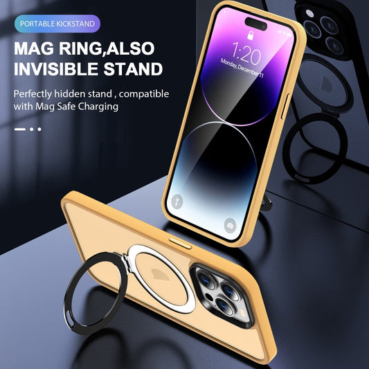 Skin-feel MagSafe Holder PC Hybrid TPU Phone Case, For iPhone 15 Pro Max, For iPhone 15 Pro, For iPhone 15 Plus, For iPhone 15