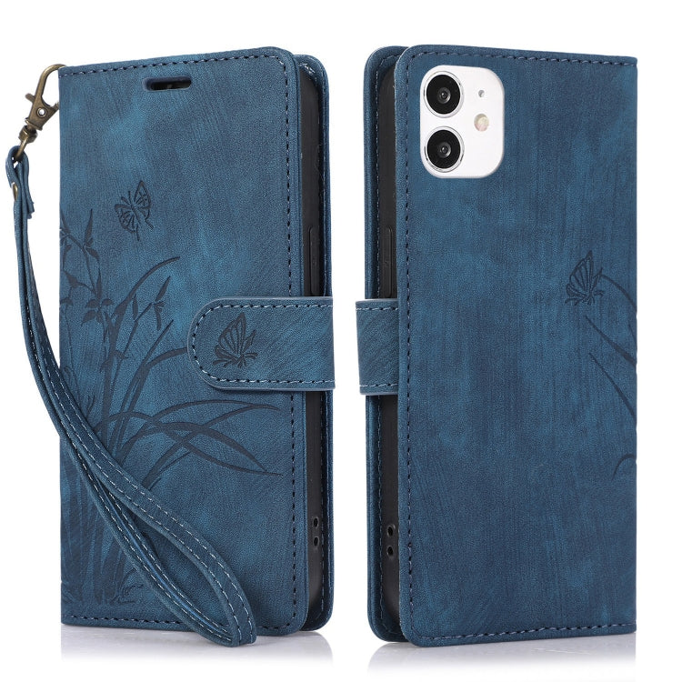 Orchid Butterfly Embossed Leather Phone Case, For iPhone 13, For iPhone 12 / 12 Pro, For iPhone 12 Pro Max, For iPhone 11 Pro Max, For iPhone 11